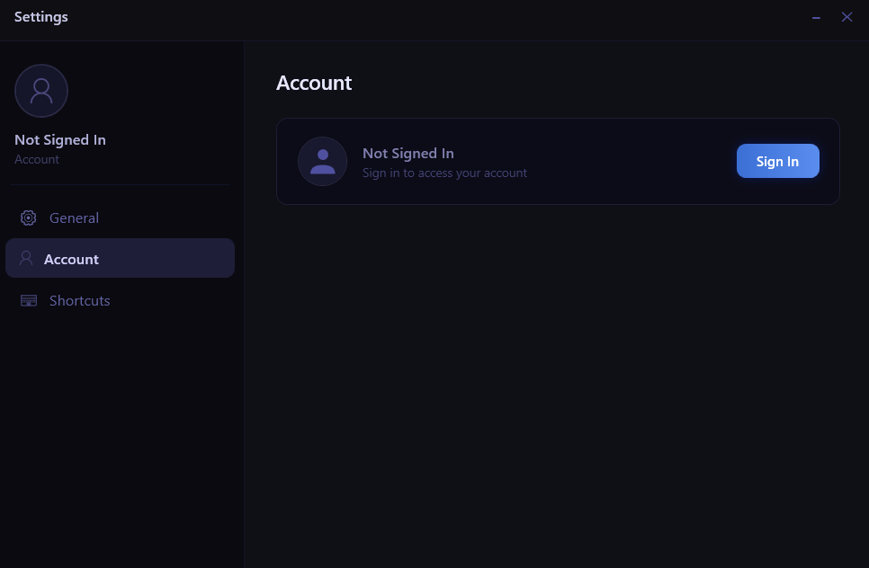 Settings Account
