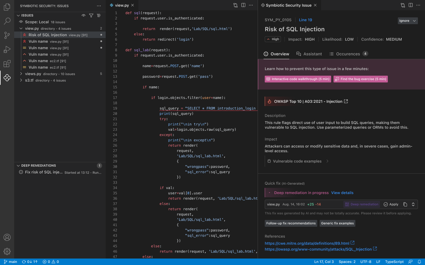 Deep remediation tracking