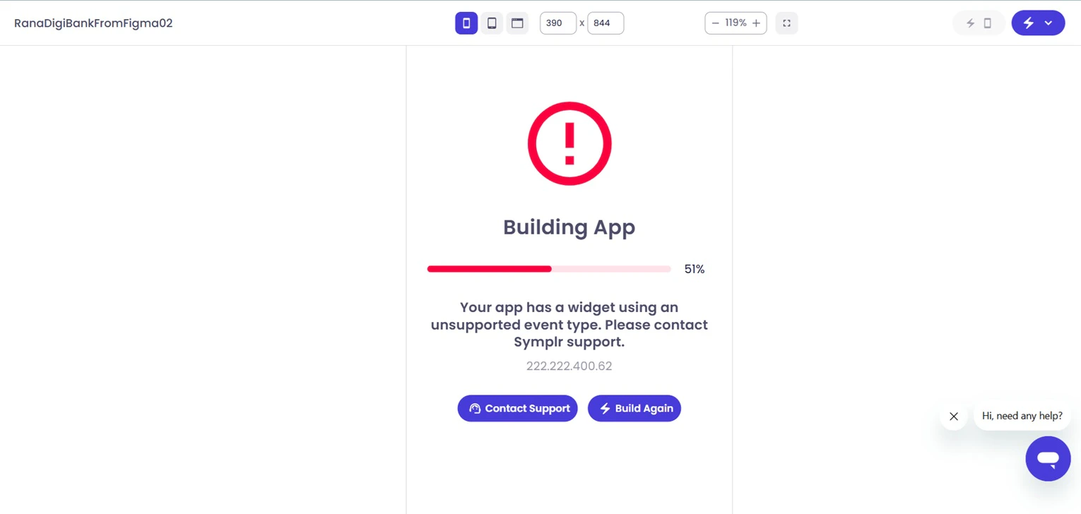 8 Build failed message