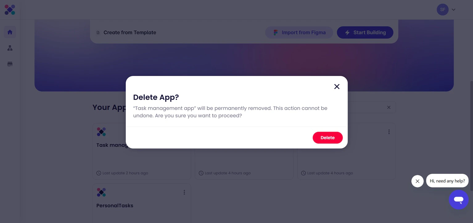 10 Delete confirmation dialog
