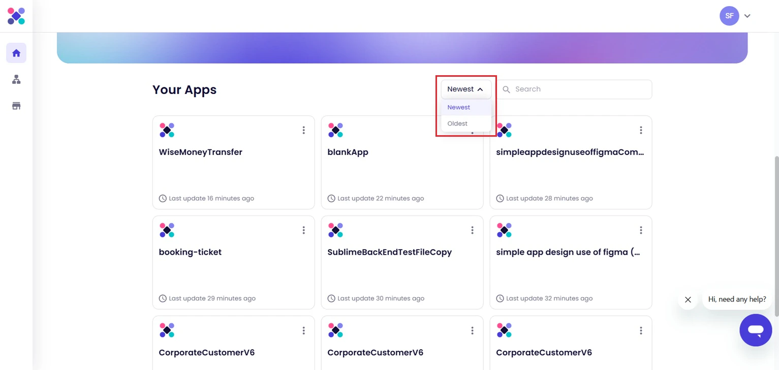 7 Sort dropdown
