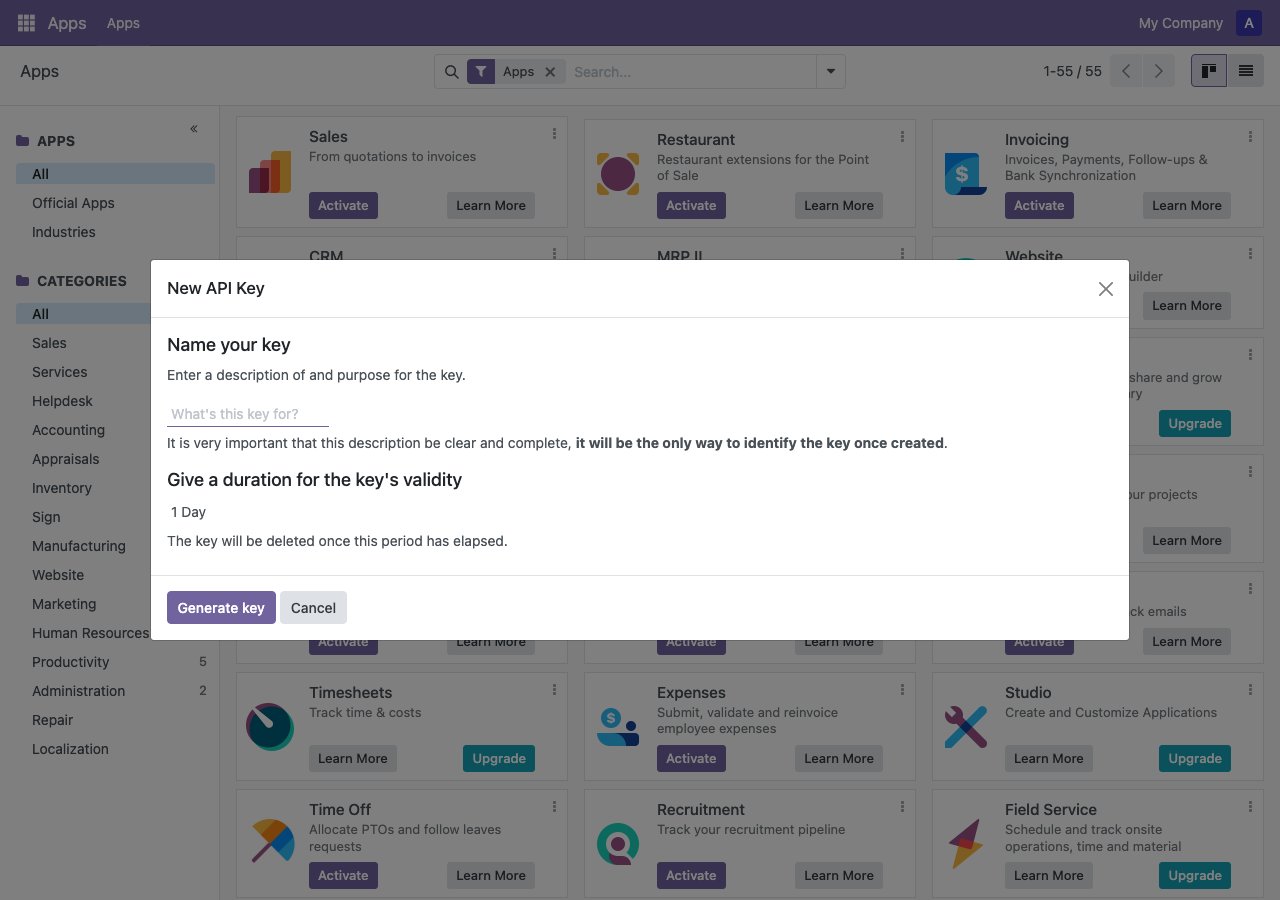 New API Key dialog with description field and validity duration