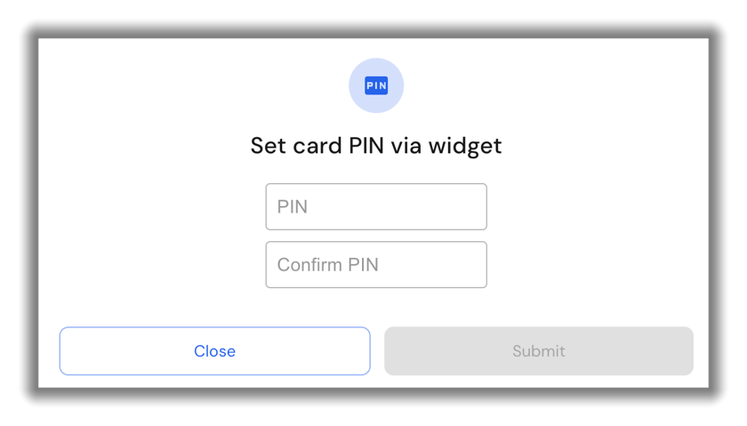 Set Pin Code Set PIN Widget - Synctera