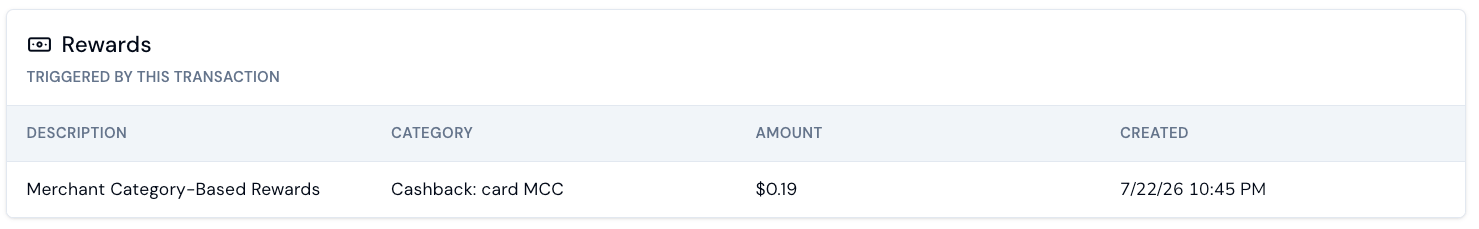 Rewards on Transaction