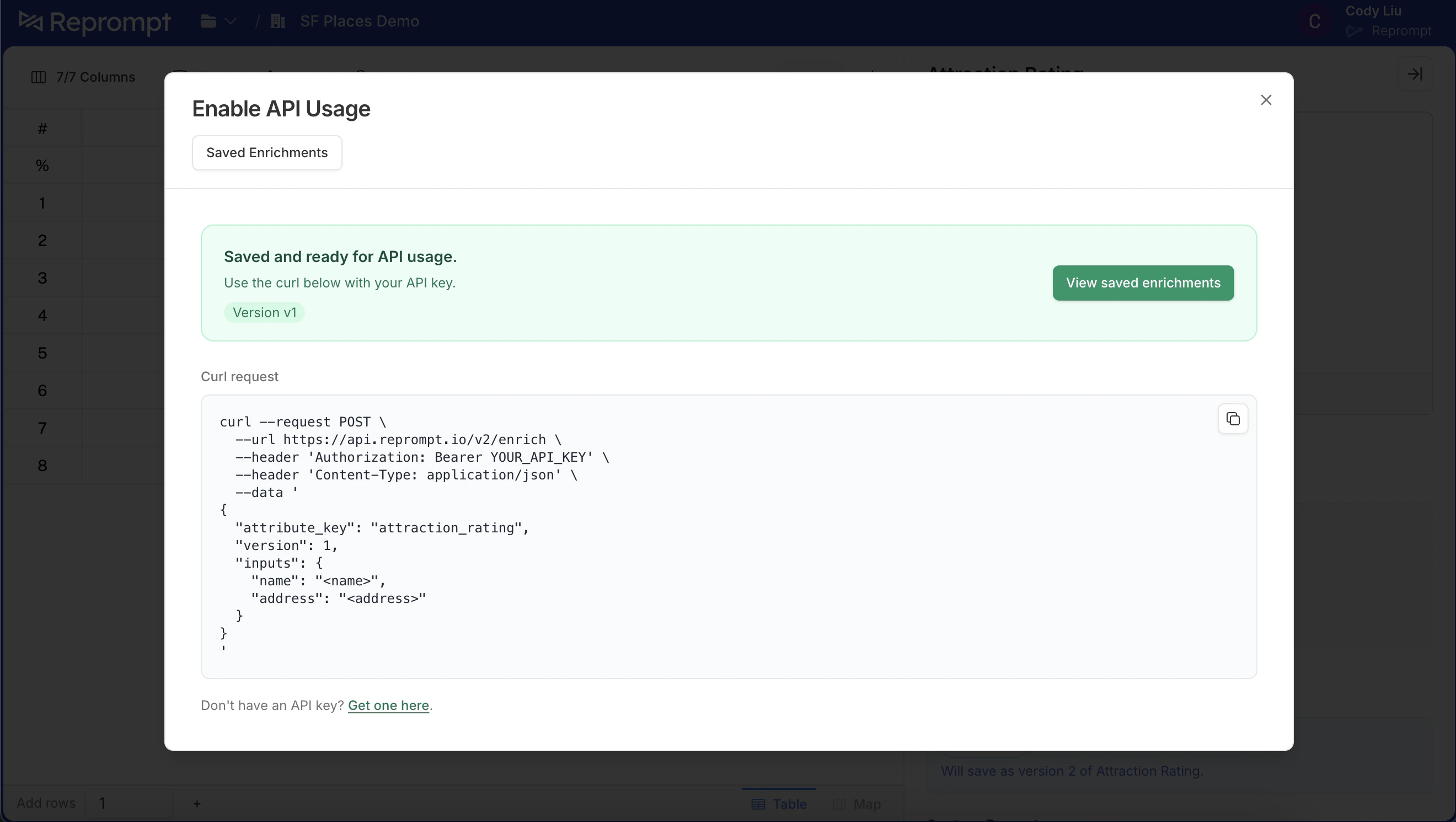API usage enabled confirmation