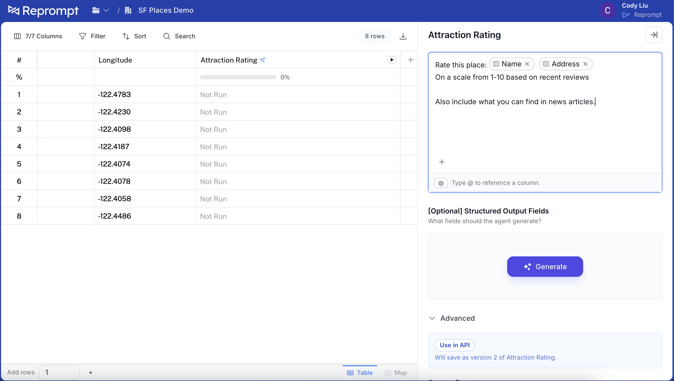 Edit agent prompt and see the next version number