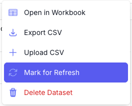 Actions dropdown with Mark for refresh option