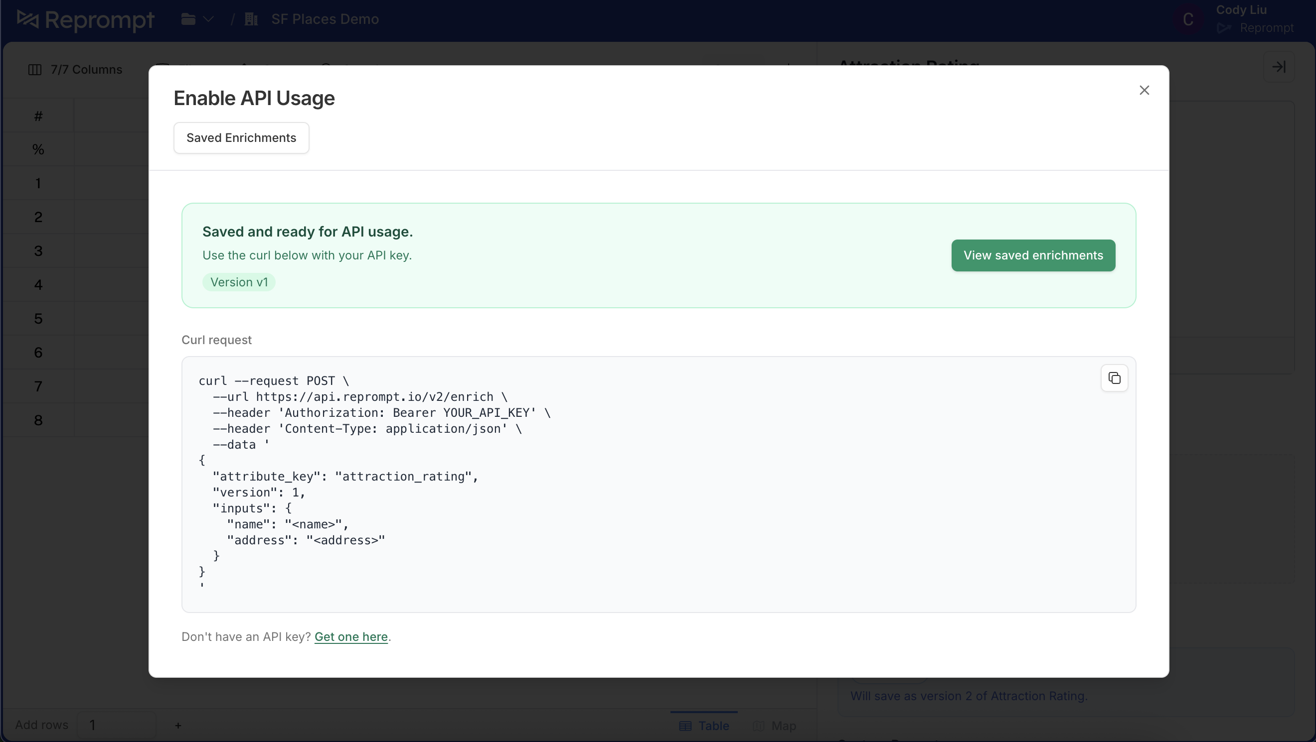API usage enabled confirmation