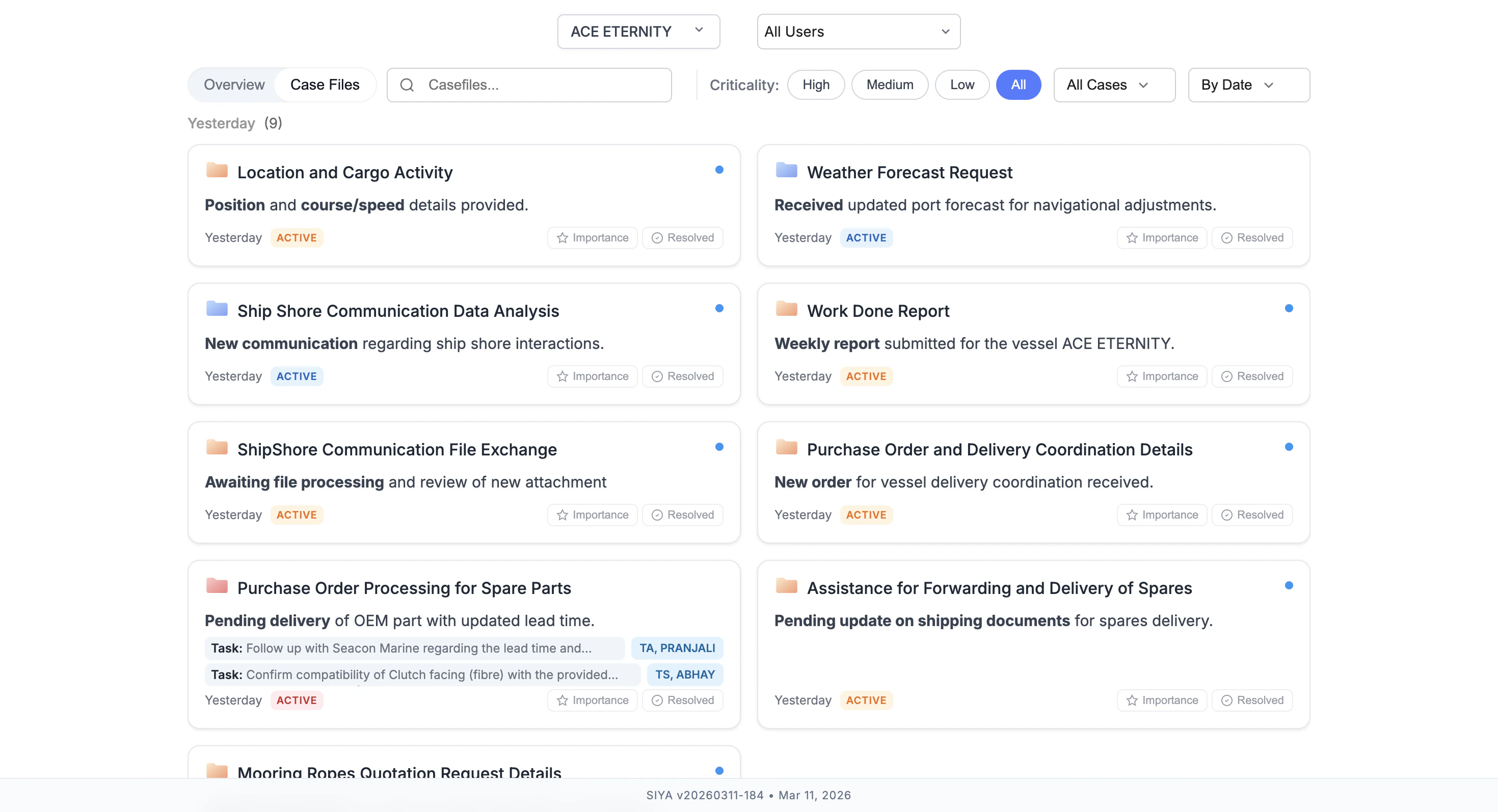 Casefile Landing Page