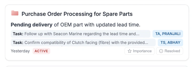 High Importance Casefile Card