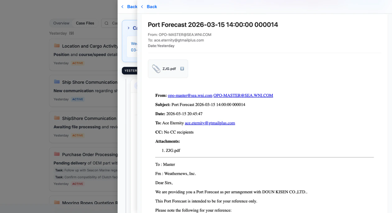 Casefile Detail View — Full Email Body