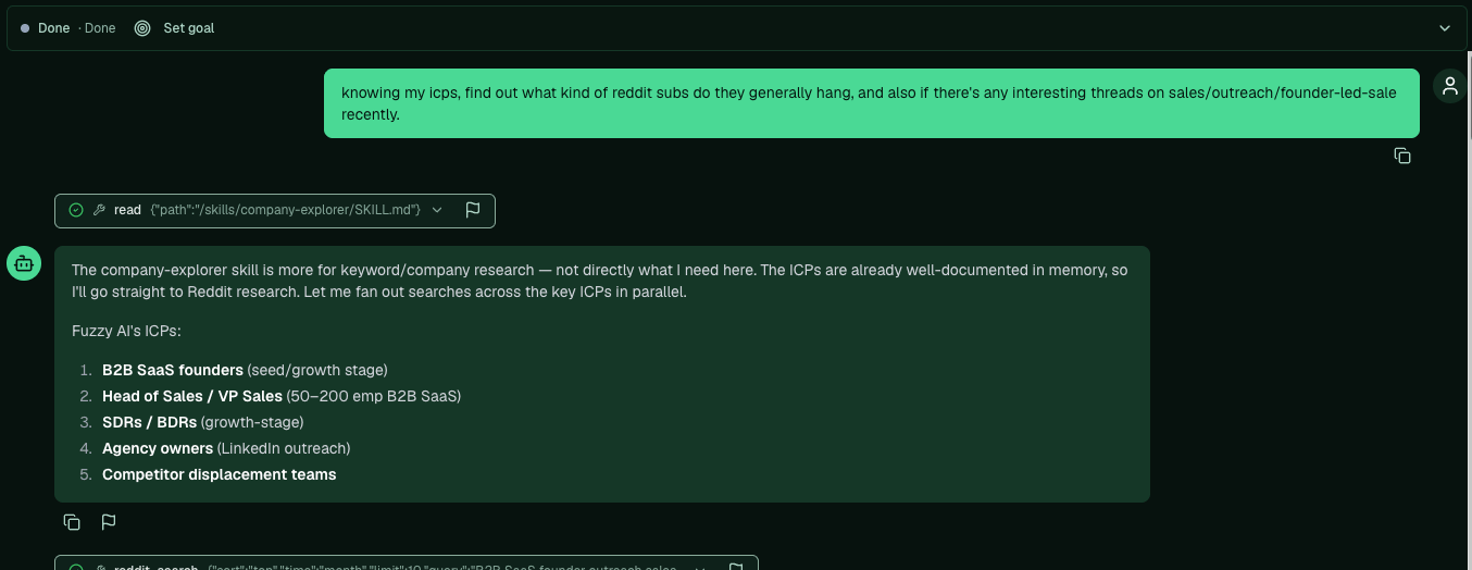 Asking Pi where the ICP hangs on Reddit, with the ICP list