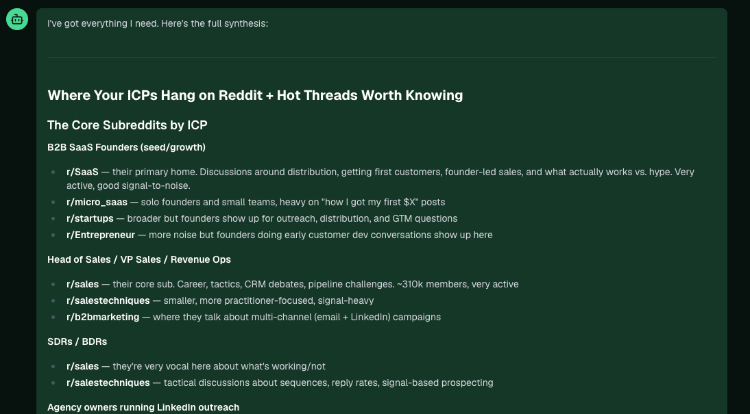 Pi's breakdown of the core subreddits by ICP