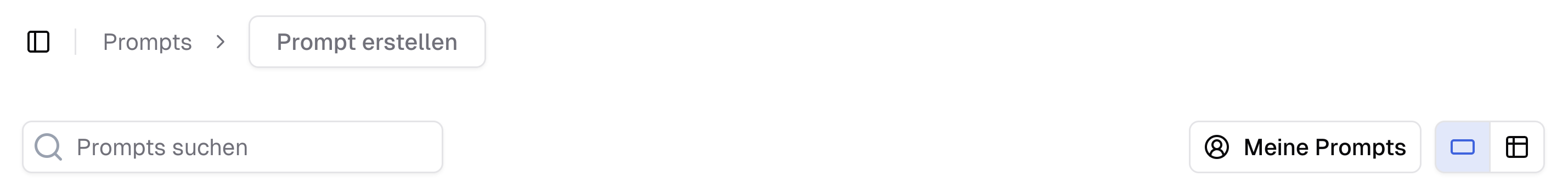 Prompt-Bibliothek Ausschnitt: Banner mit Funktionen