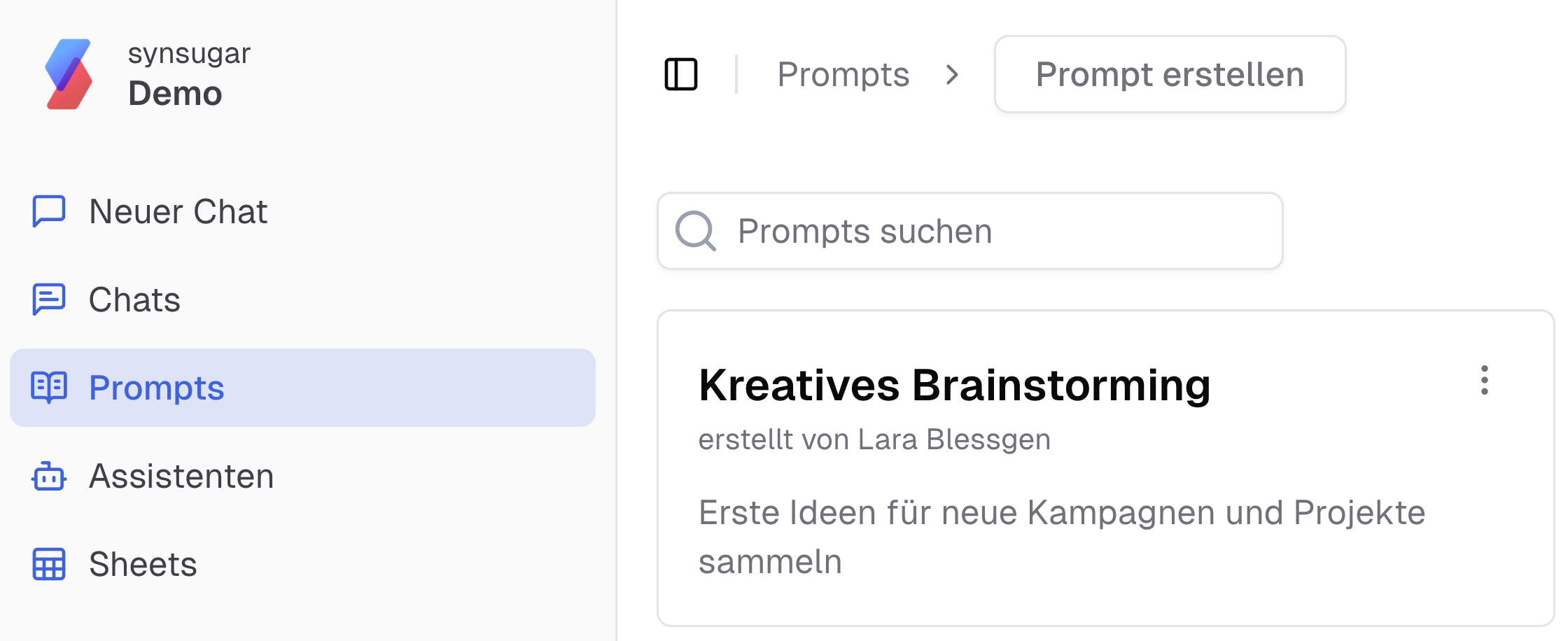 Prompt-Bibliothek Auschnitt