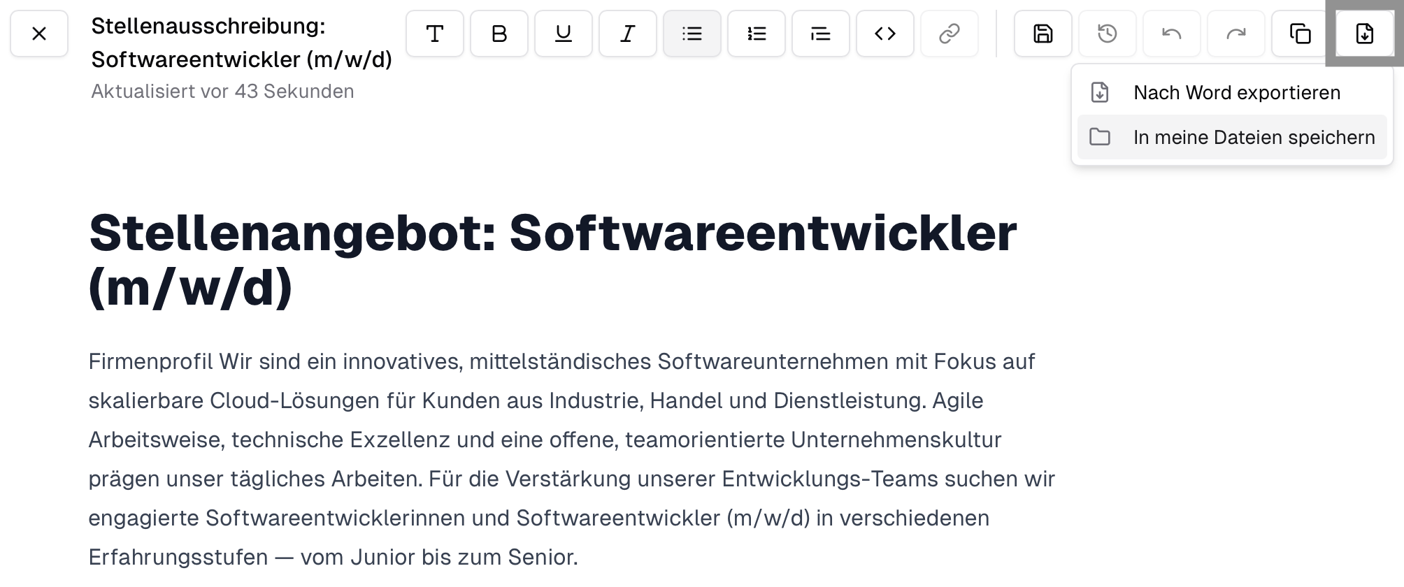 Speichern eines Canvas in Deinen persönlichen Dateien in der synsugar AI Suite v2.8.0