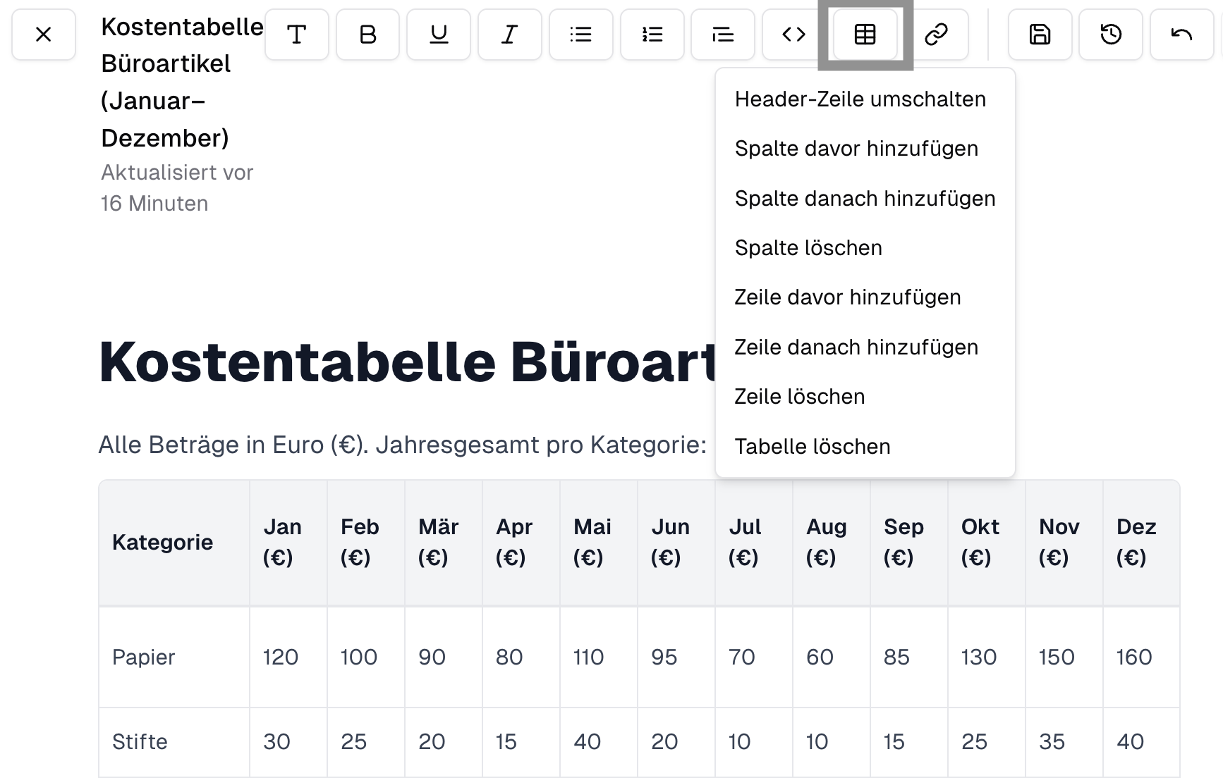 Bearbeite Deine mit Canvas erstellten Tabellen in der synsugar AI Suite v2.8.0
