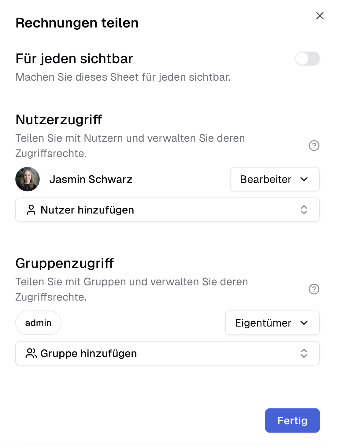 Teile Dein Sheet mit Anderen