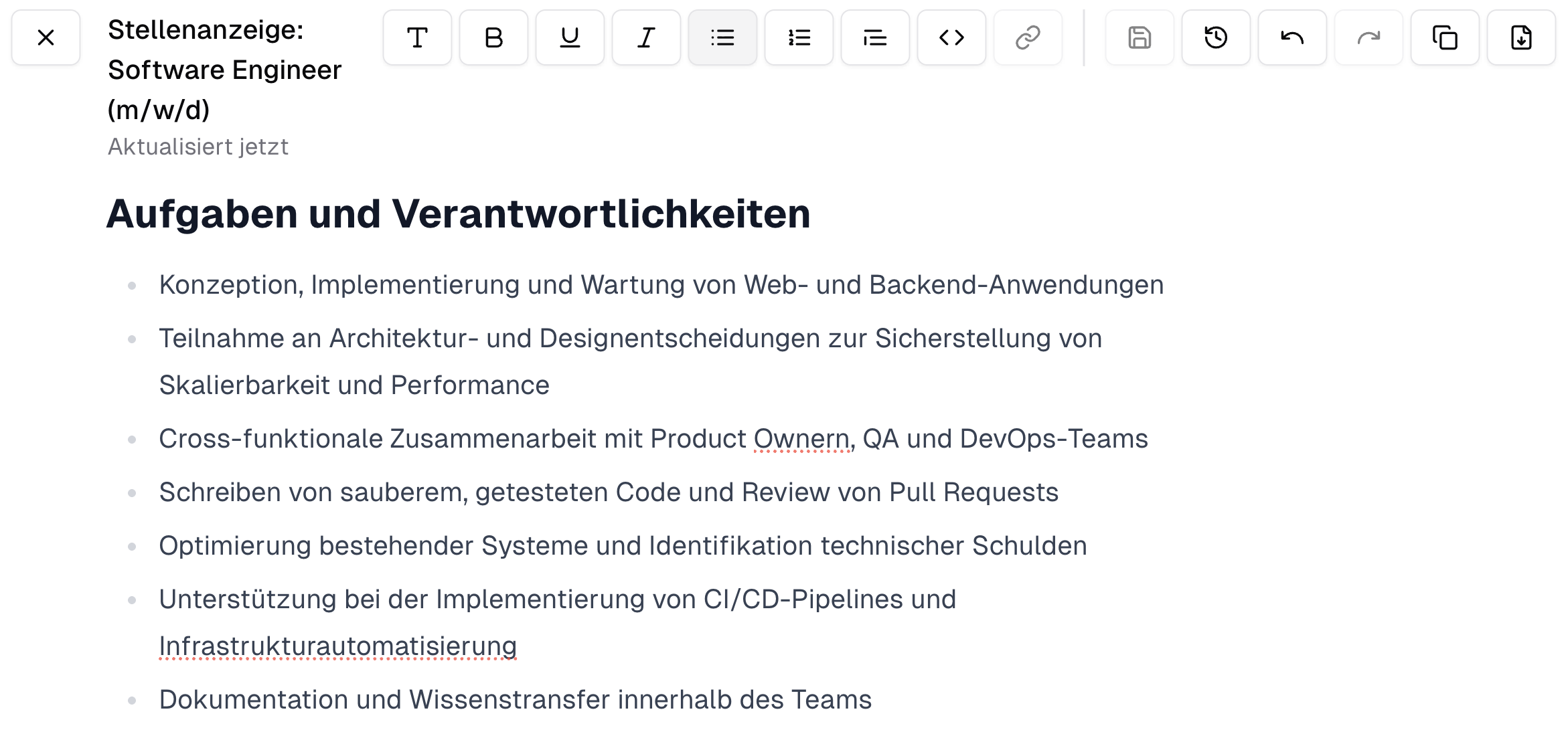 Chat mit geöffnetem Canvas im Bearbeitungsmodus