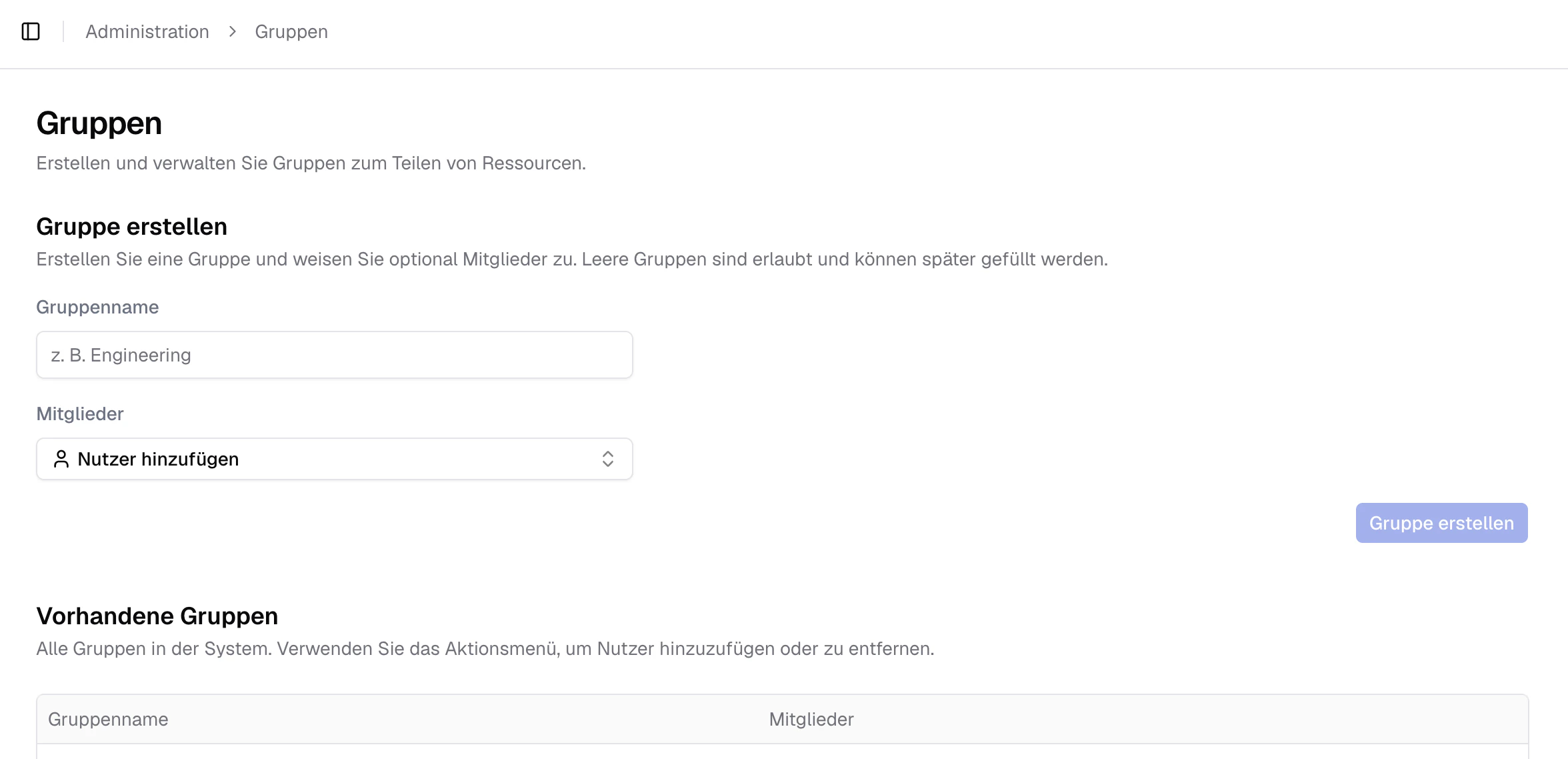 Nutzergruppen erstellen und verwalten.
