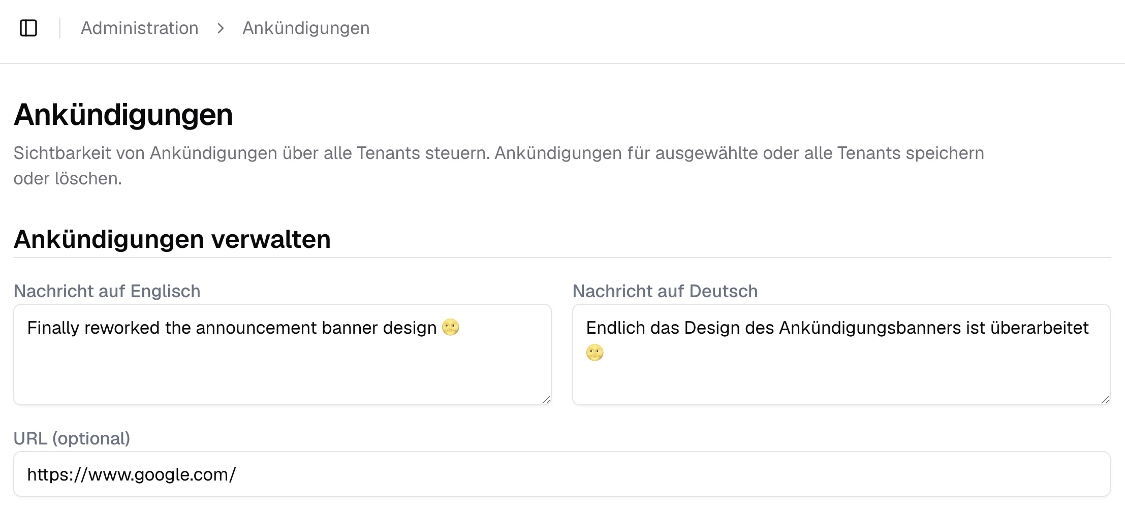 Ankündigungen in der AI Suite einstellen.