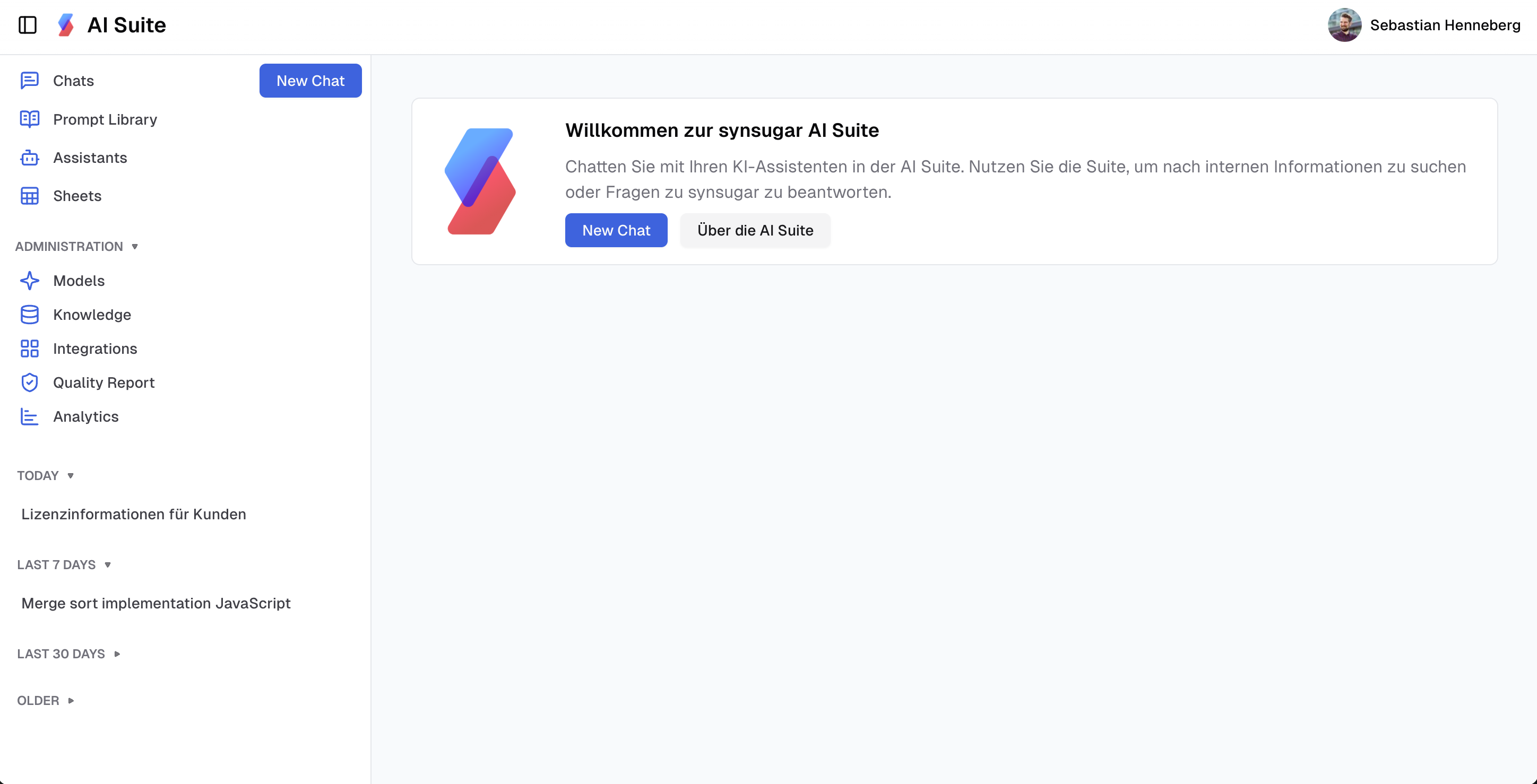 Neue Sidebar in der synsugar AI Suite v1.8.0