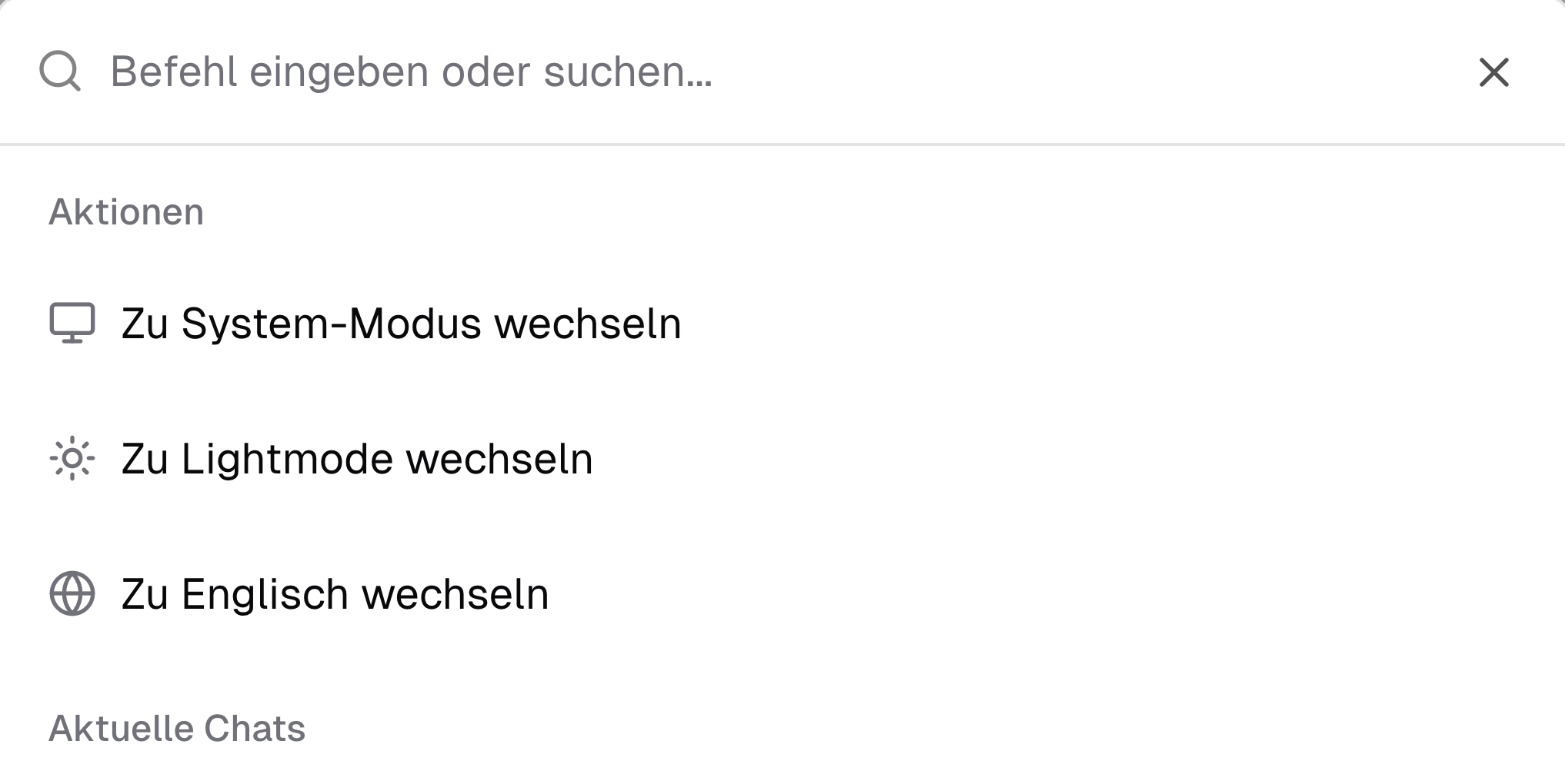 Aktionen per Befehlsplatte auswählen und ausführen