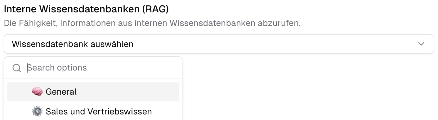 Assistenten mit einer Wissensdatenbank verknüpfen.