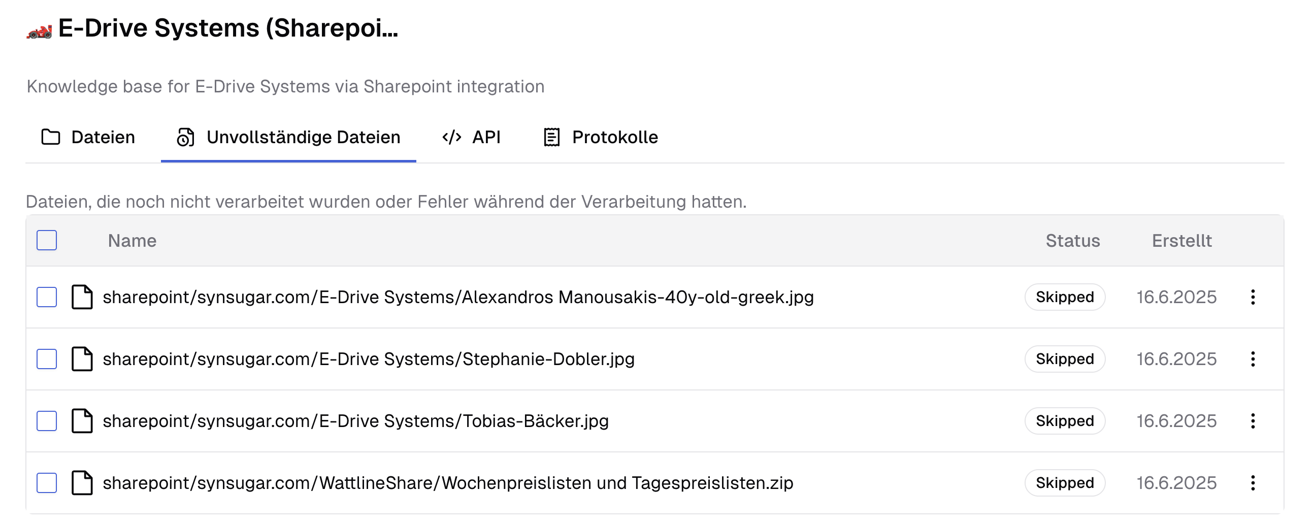 Überprüfung unvollständiger Dateien