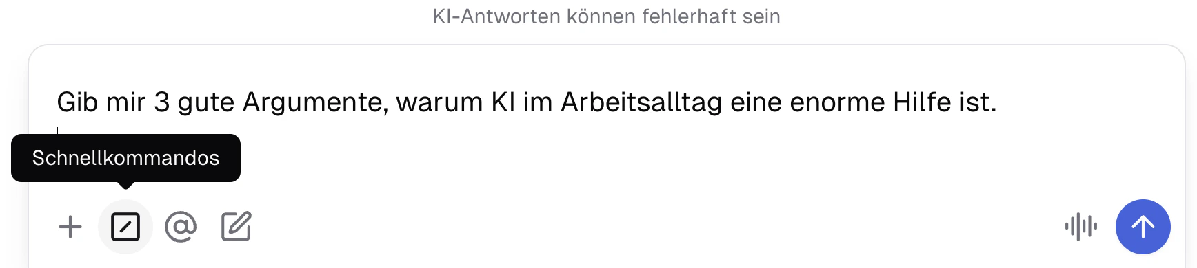Übersicht des Slash-Comands im Prompt Eingabefeld