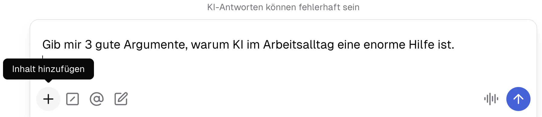 Übersicht des Datei Uploads im Prompt Eingabefeld
