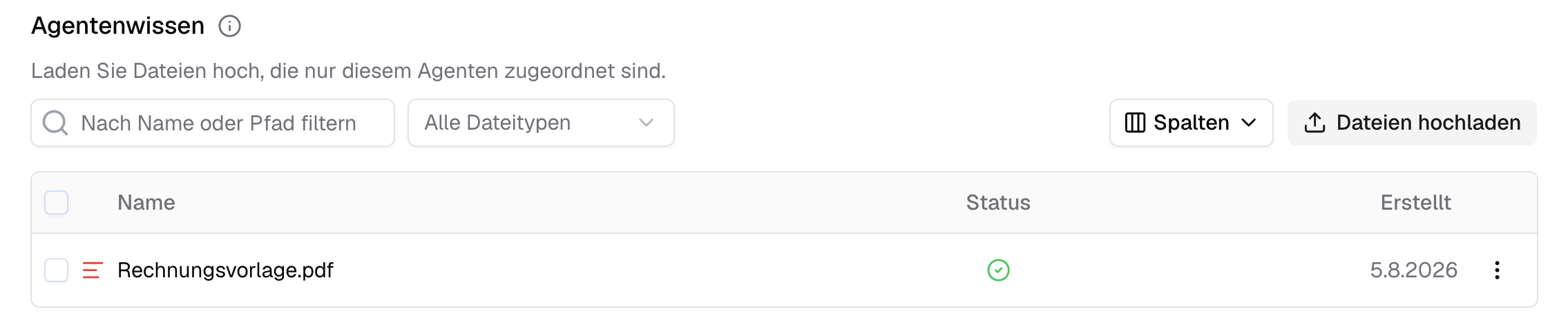 Einem Agenten Dateien anhängen