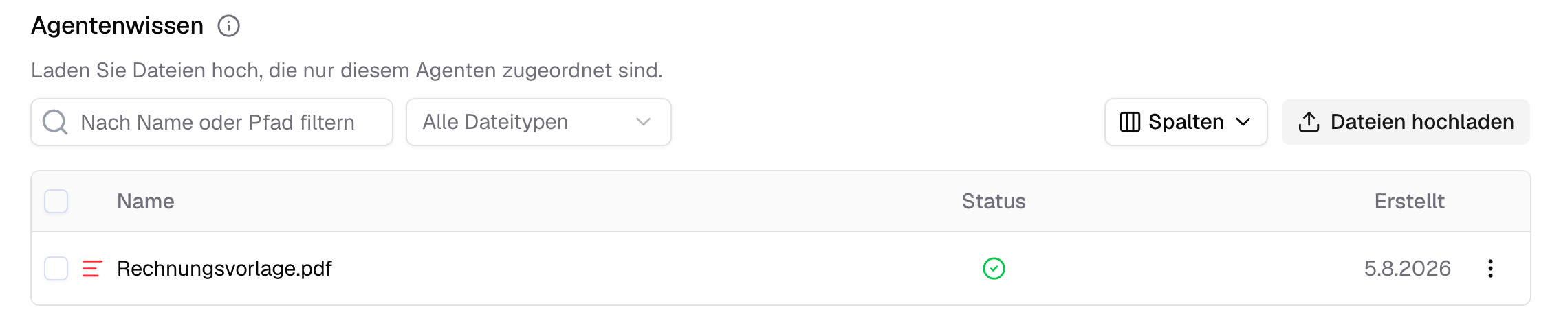 Einem Agenten Dateien anhängen