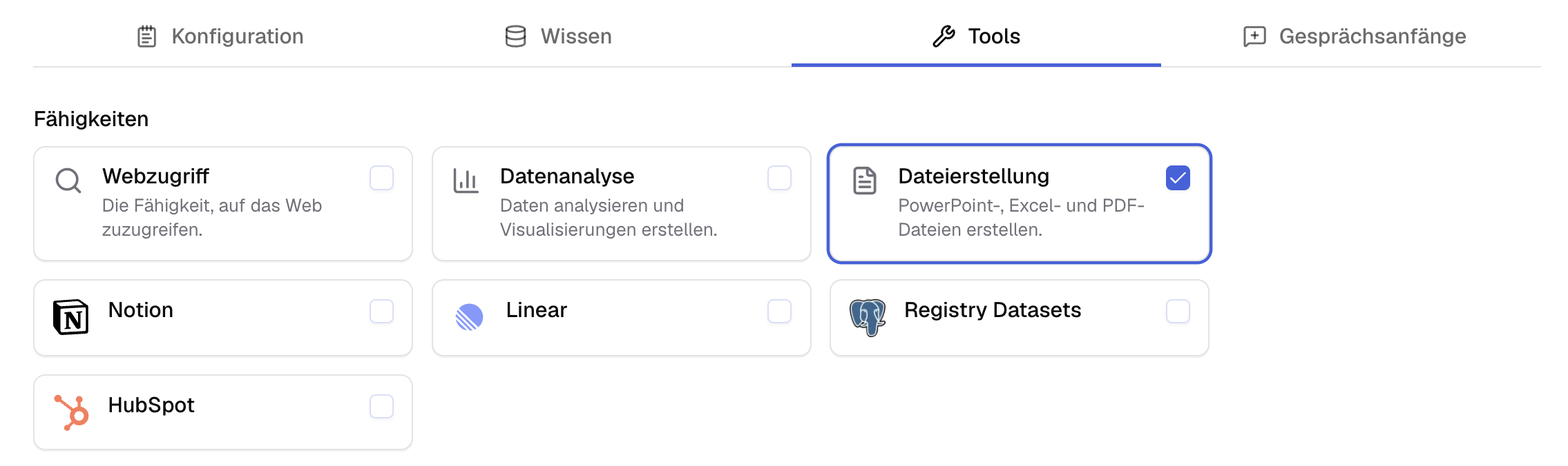 Die Funktion Dateierstellung aktivieren