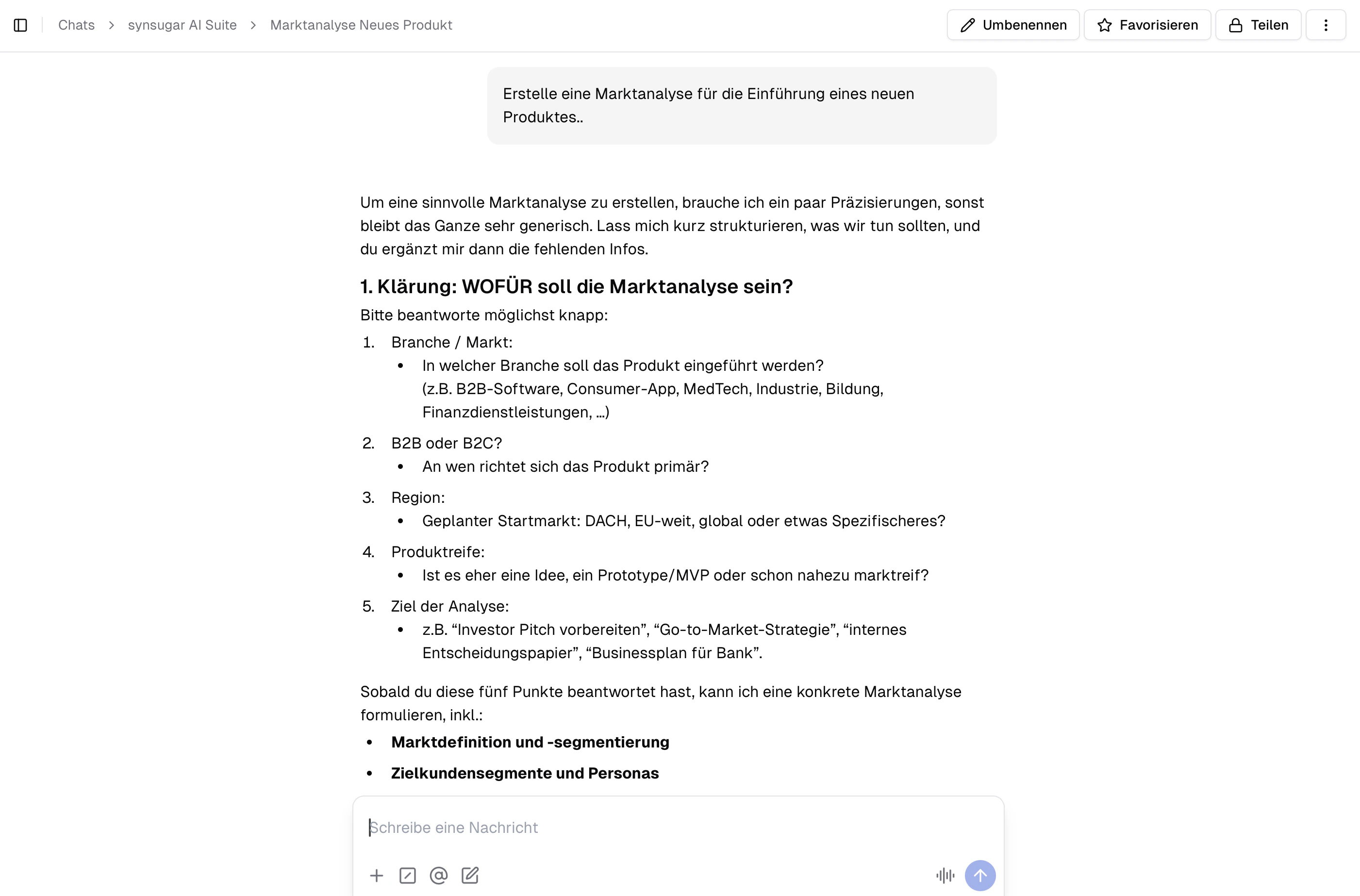 Übersicht einer Konversation im Chat-Fenster