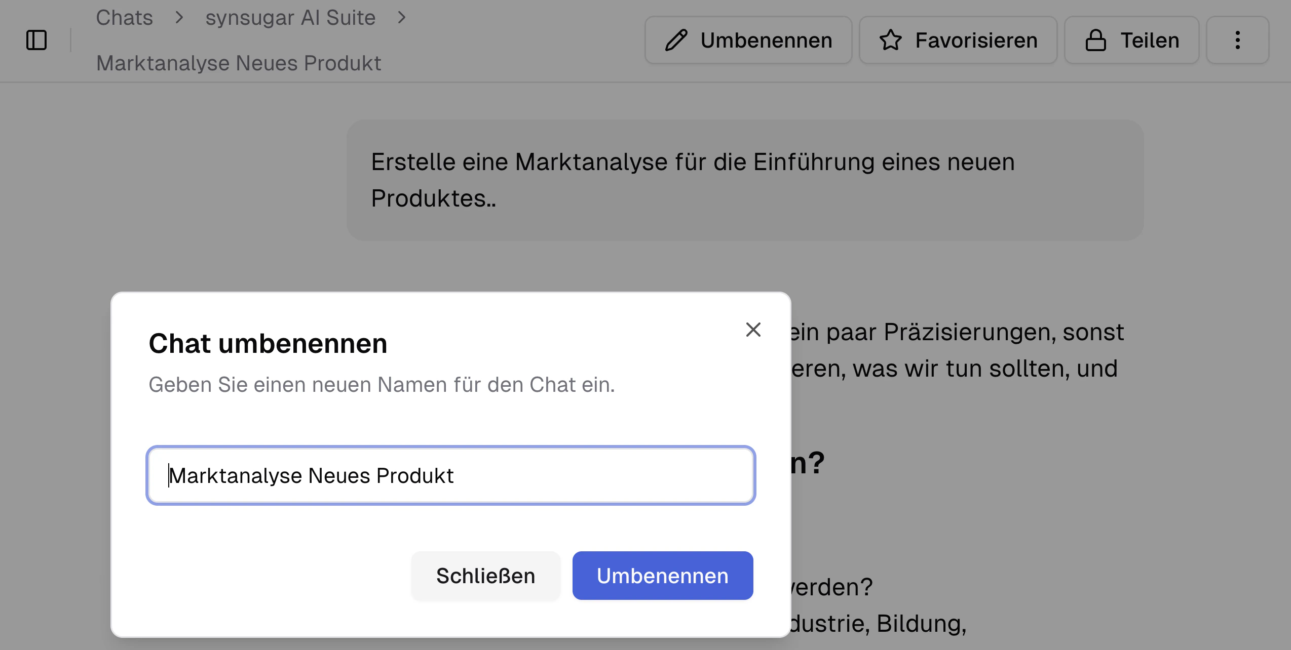 Umbenennen eines Chats