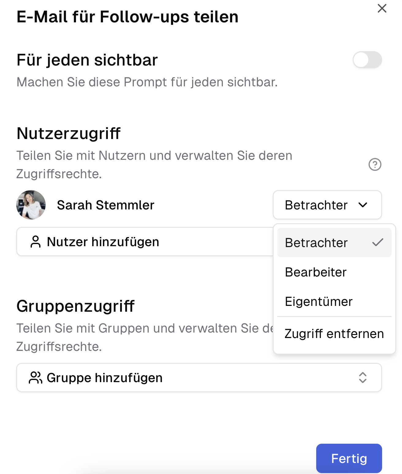Zugriffsrecht verwalten.