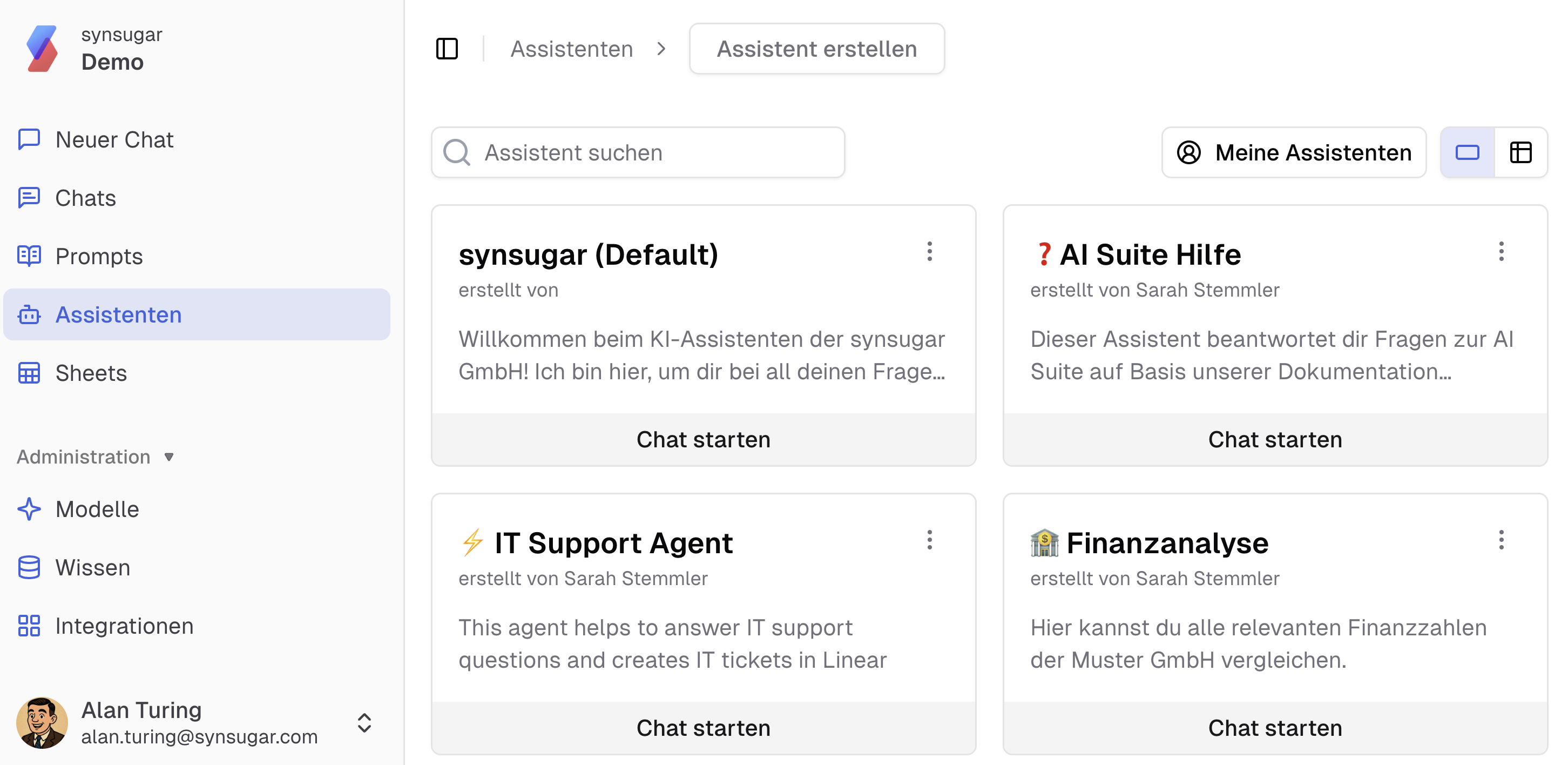 Seitenleiste mit Assistenten-feature