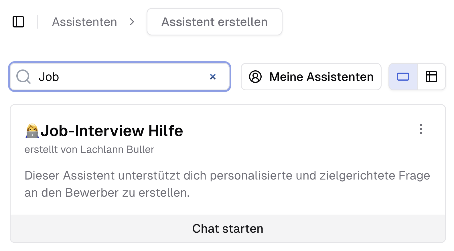 Nach Assistenten in der Suchleiste suchen