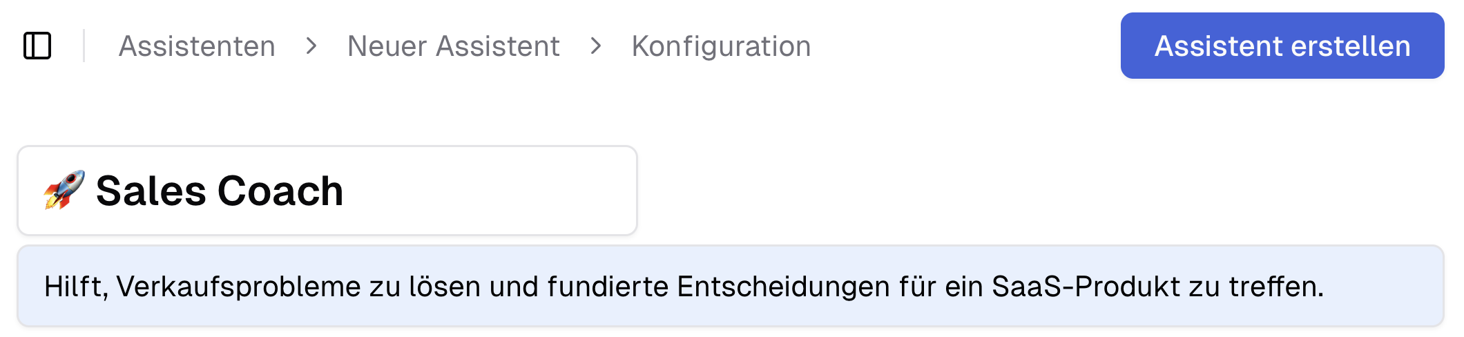 Assistentenerstellung abschließen