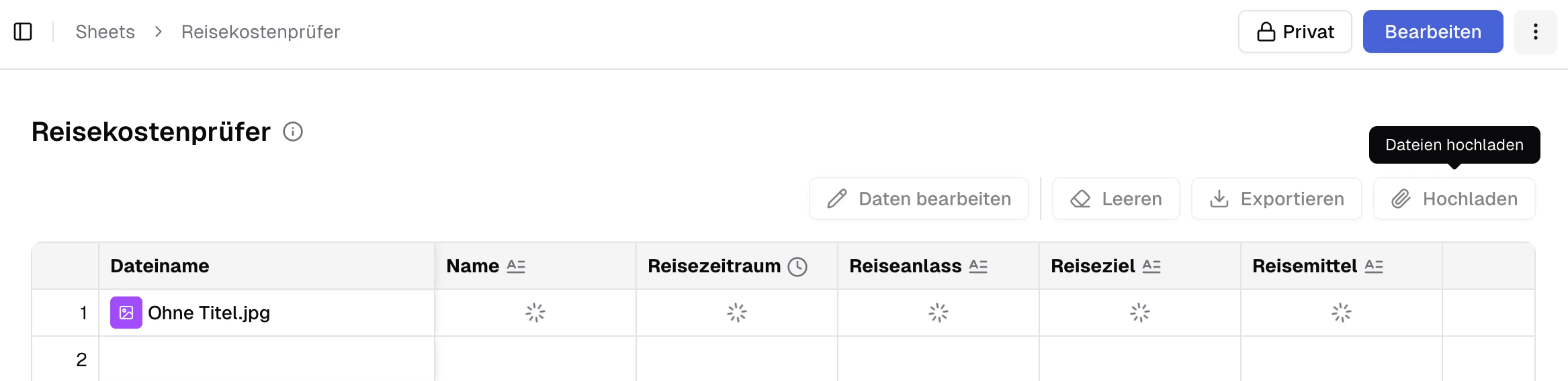 Bilder in Sheets hochladen in der AI Suite v2.25.0