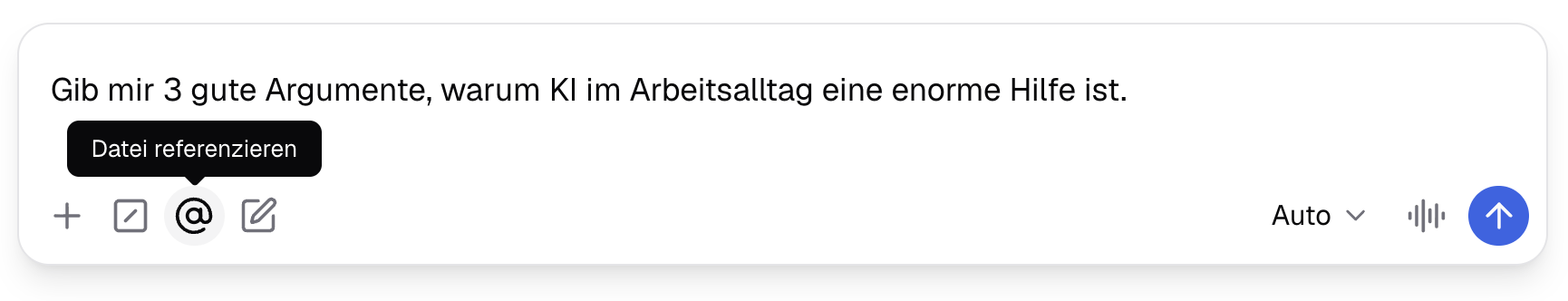 Übersicht des @ im Prompt Eingabefeld