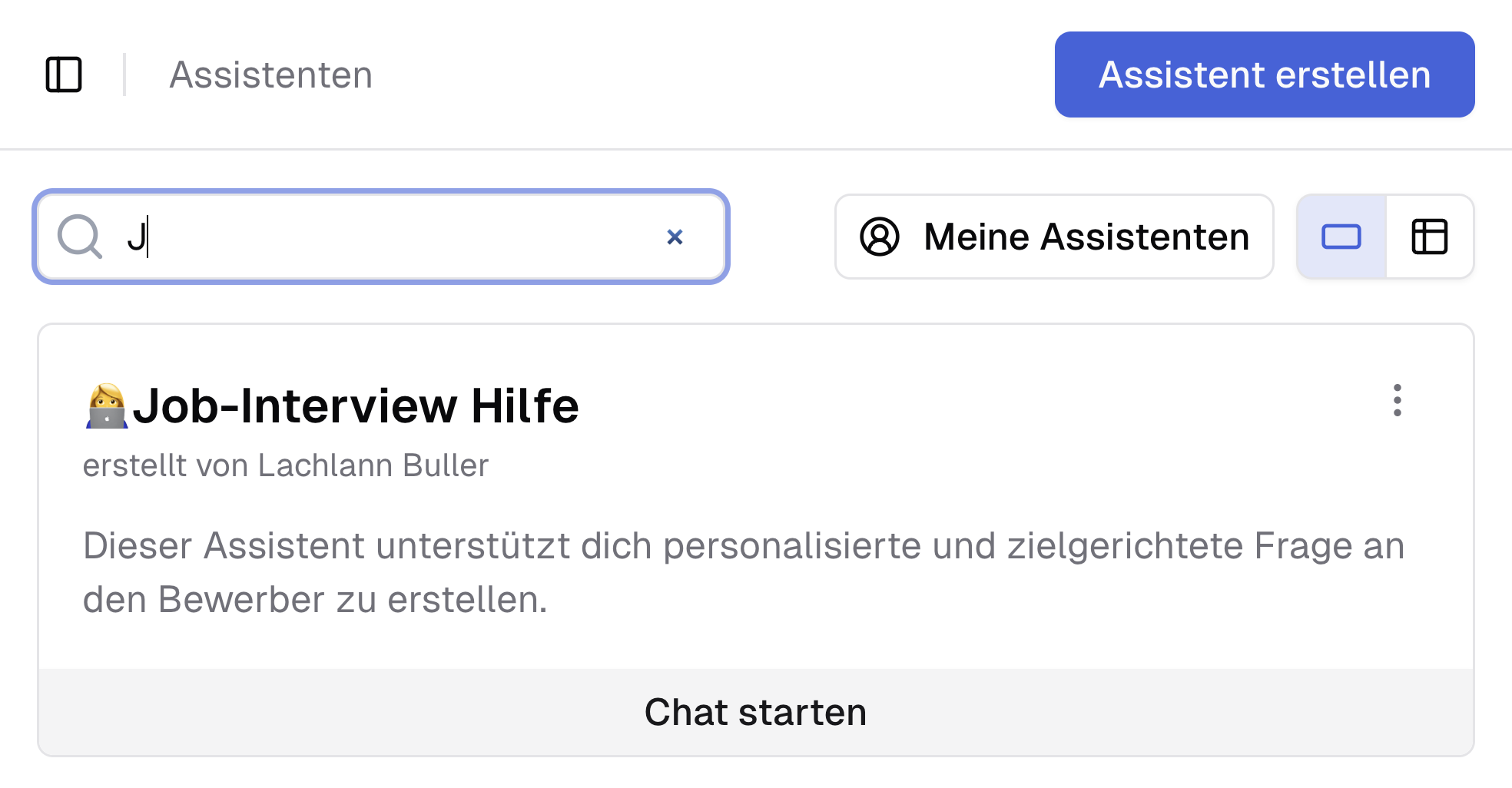 Nach Assistenten in der Suchleiste suchen