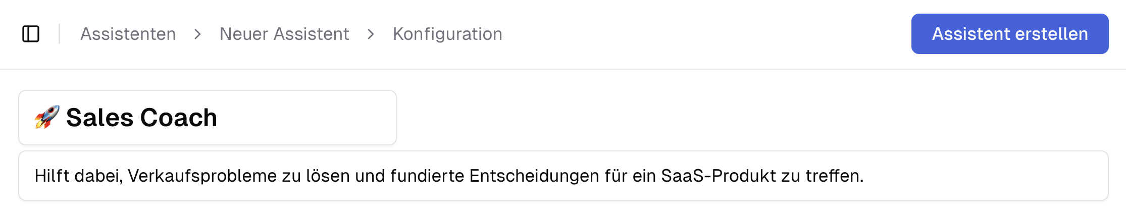 Assistentenerstellung abschließen