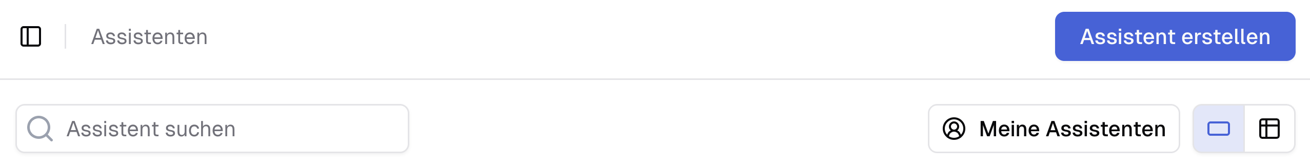 Assistenten Übersicht Grundansicht