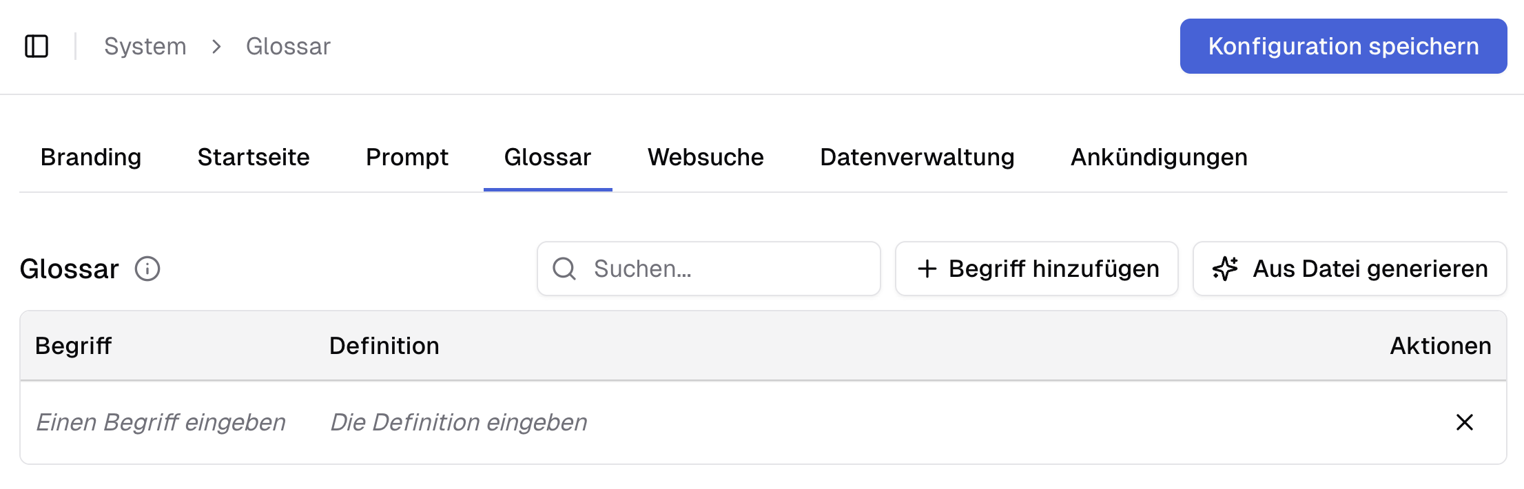 Globales firmeninternes Glossar in der synsugar AI Suite v2.9.0