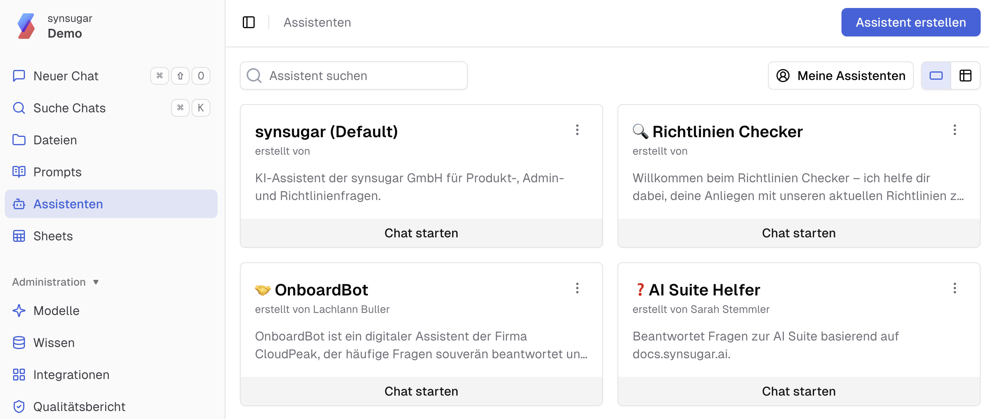 Seitenleiste mit Assistenten-feature