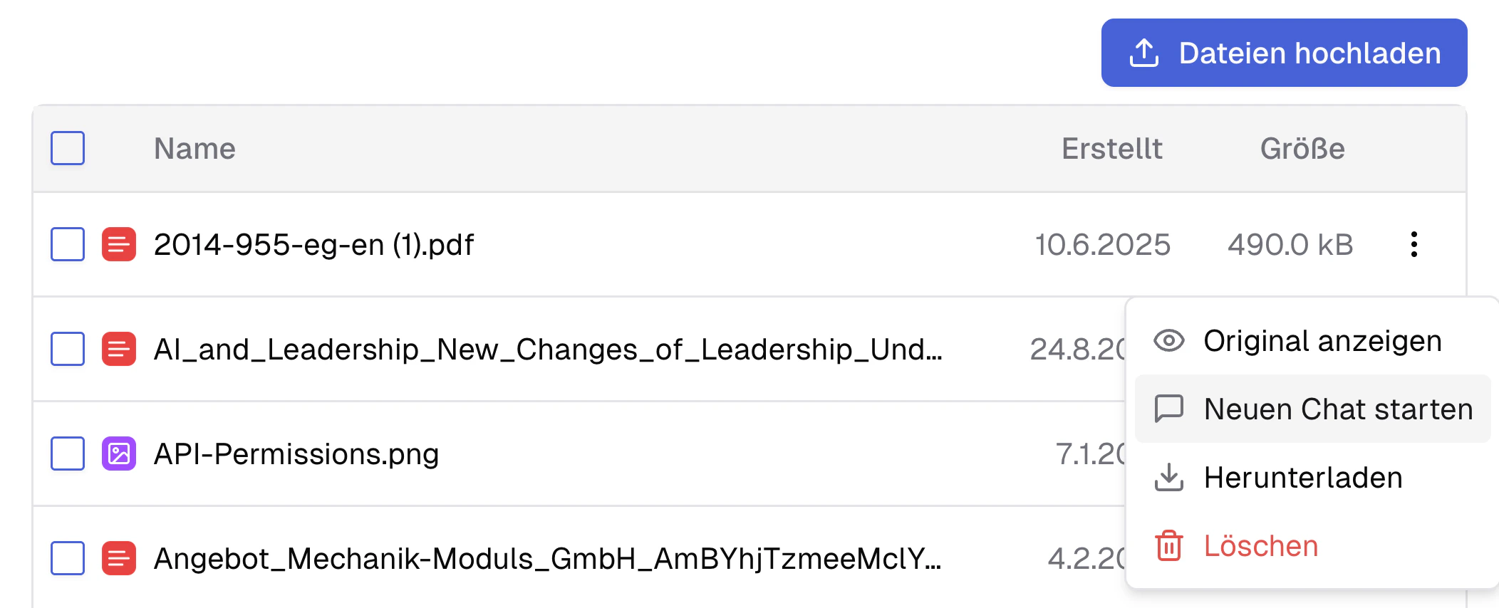 Chat aus persönlichem Knowledge erstellen in der AI Suite v2.21.0