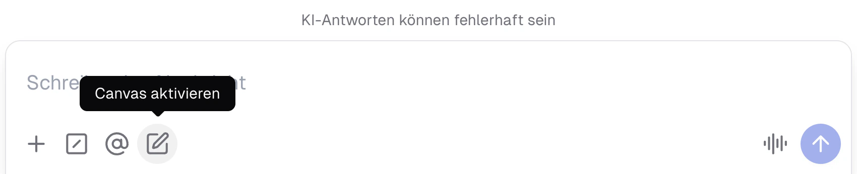 Übersicht Canvas aktivieren im Prompt Eingabefeld