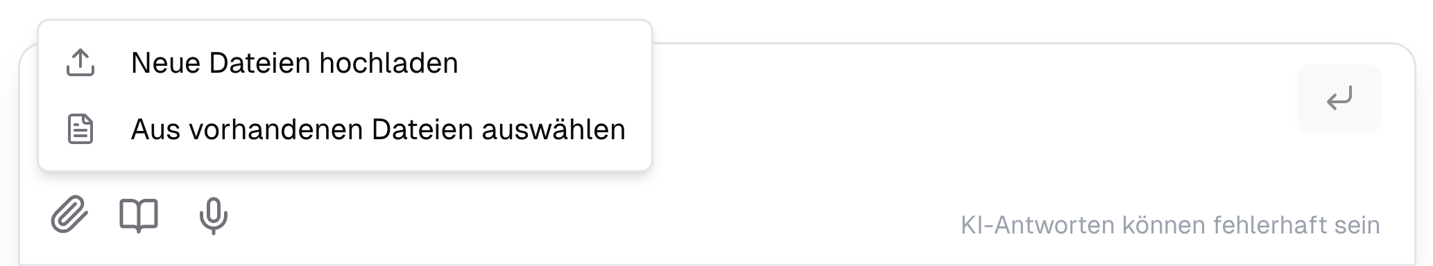 Upload von bereits verhandenen oder neuen Daten im Chat in der synsugar AI Suite v2.5.0